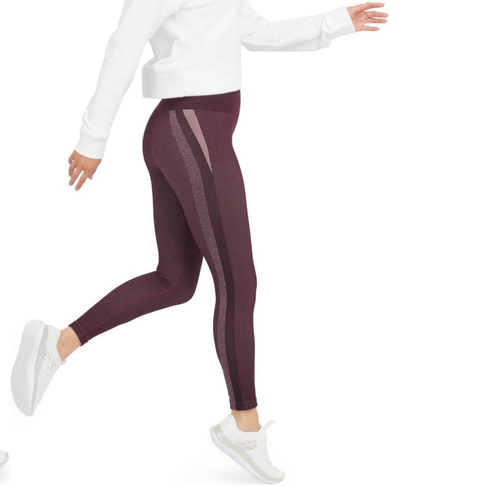 NEW Spanx Look at Me Now Seamless Track Stripe Legging Size XS 50232R Jammy Plum - Picture 2 of 5